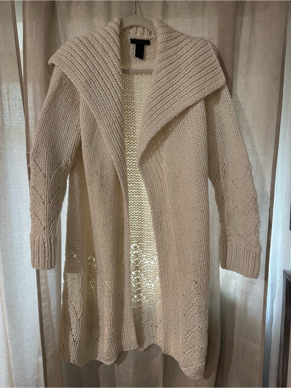 Cozy Open-Front Cream Knit Cardigan Sweater size M/L